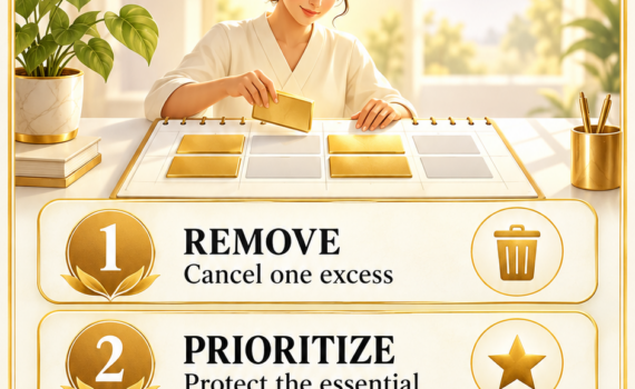 Ananda-X Daily Digest poster: Keep a Clean Schedule, a three-step attention and time-management practice