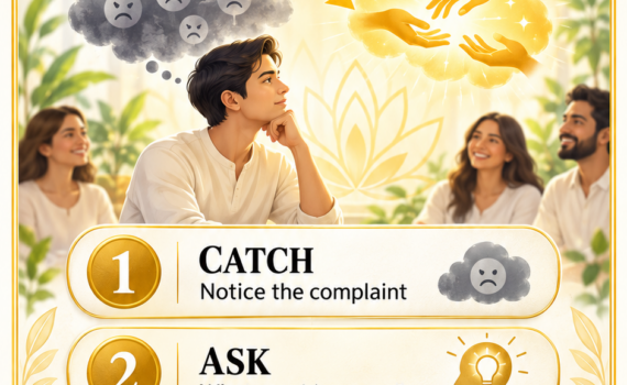 Ananda-X Daily Digest poster: Replace Complaint With Contribution, a three-step constructive action practice