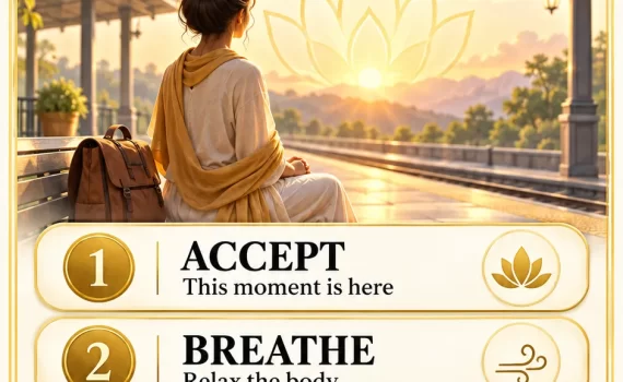 Ananda-X Daily Digest poster: Turn Delay Into Devotion, a three-step practice for waiting well